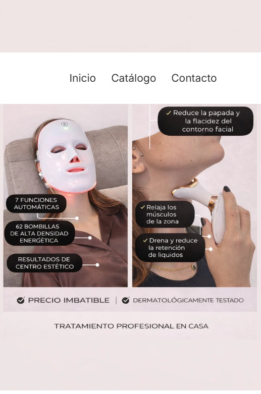 ✨ Kit Facial: Massajador de Pescoço + Máscara LED ✨