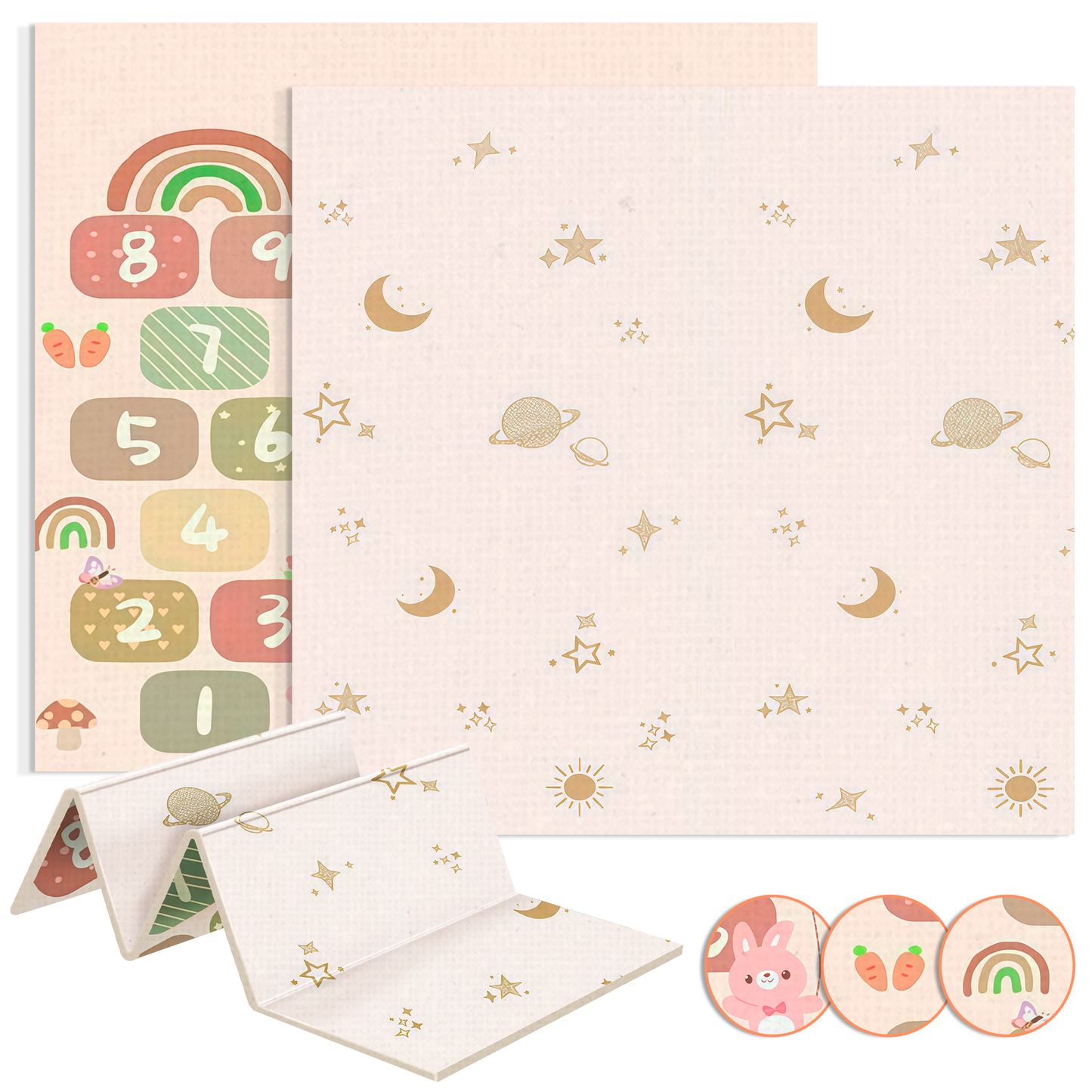 Alfombra Bebe Acolchada Plegable (200x180cm y 1cm Grosor) - Jupplies