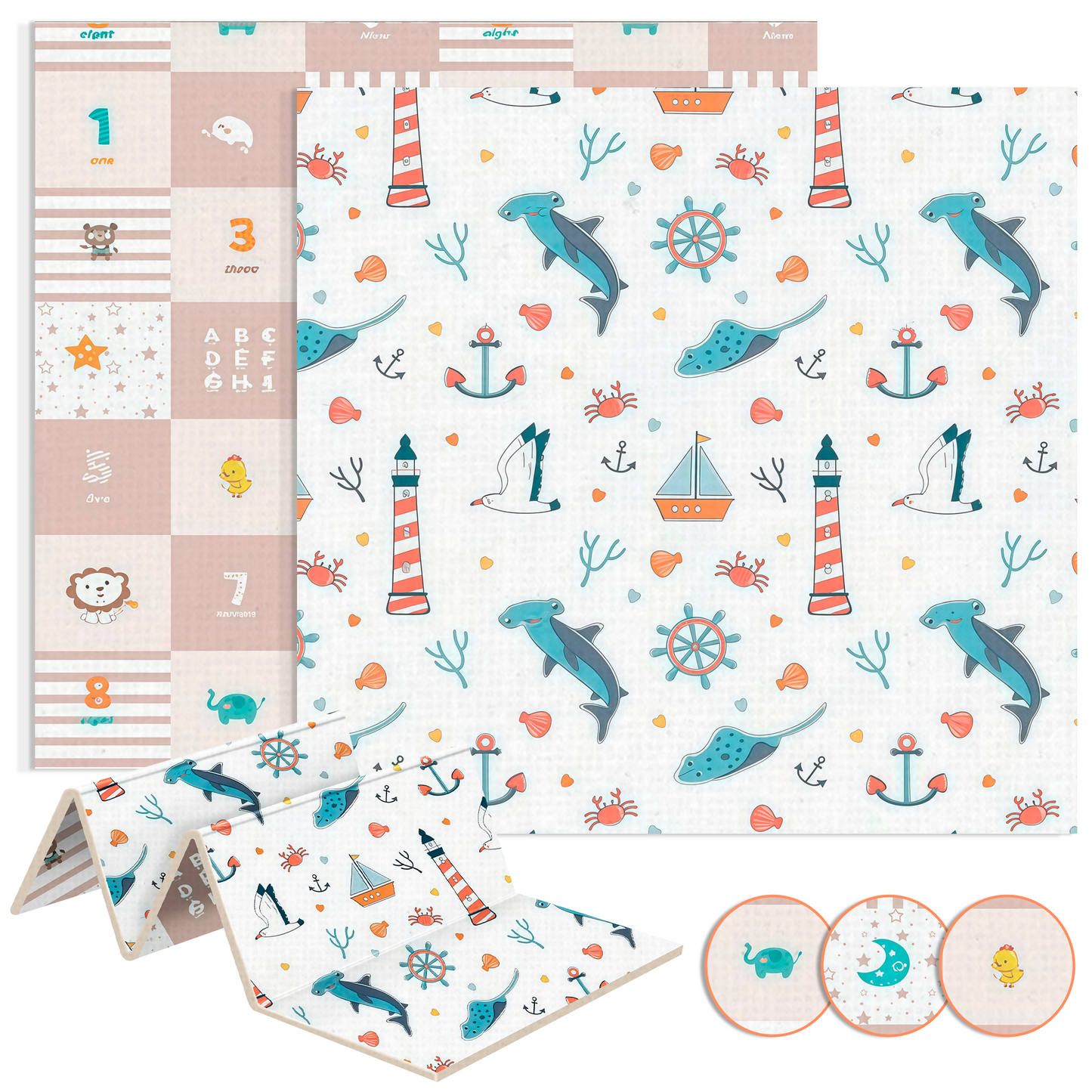 Alfombra Bebe Acolchada Plegable (200x180cm y 1cm Grosor) - Jupplies